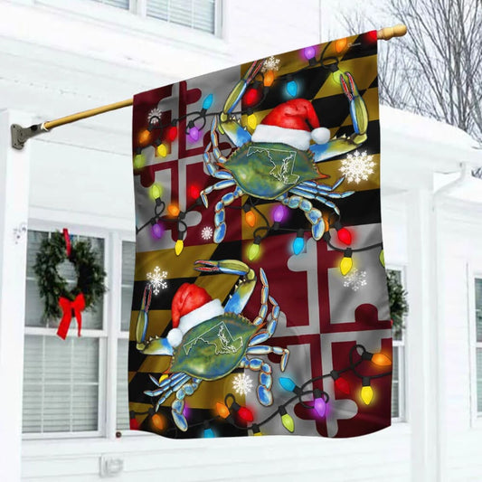Maryland Christmas Flag Blue Crab - Christmas Garden Flag - Christmas House Flag - Christmas Outdoor Decoration