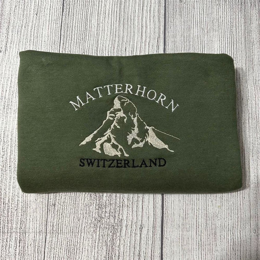 Matterhorn Switzerland Embroidered Sweatshirt, Women's Embroidered Sweatshirts