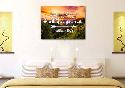 Matthew 1128 Canvas Wall Art Print - Christian Canvas Wall Art