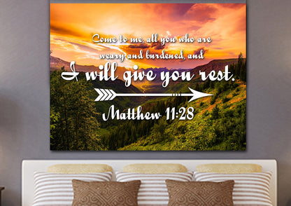 Matthew 1128 Canvas Wall Art Print - Christian Canvas Wall Art