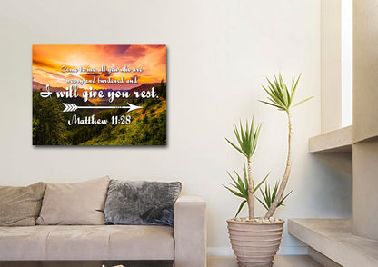 Matthew 1128 Canvas Wall Art Print - Christian Canvas Wall Art