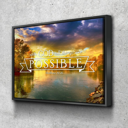 Matthew 1926 #2 With God All Things Are Possible Canvas Wall Art Print - Christian Canvas Wall Art