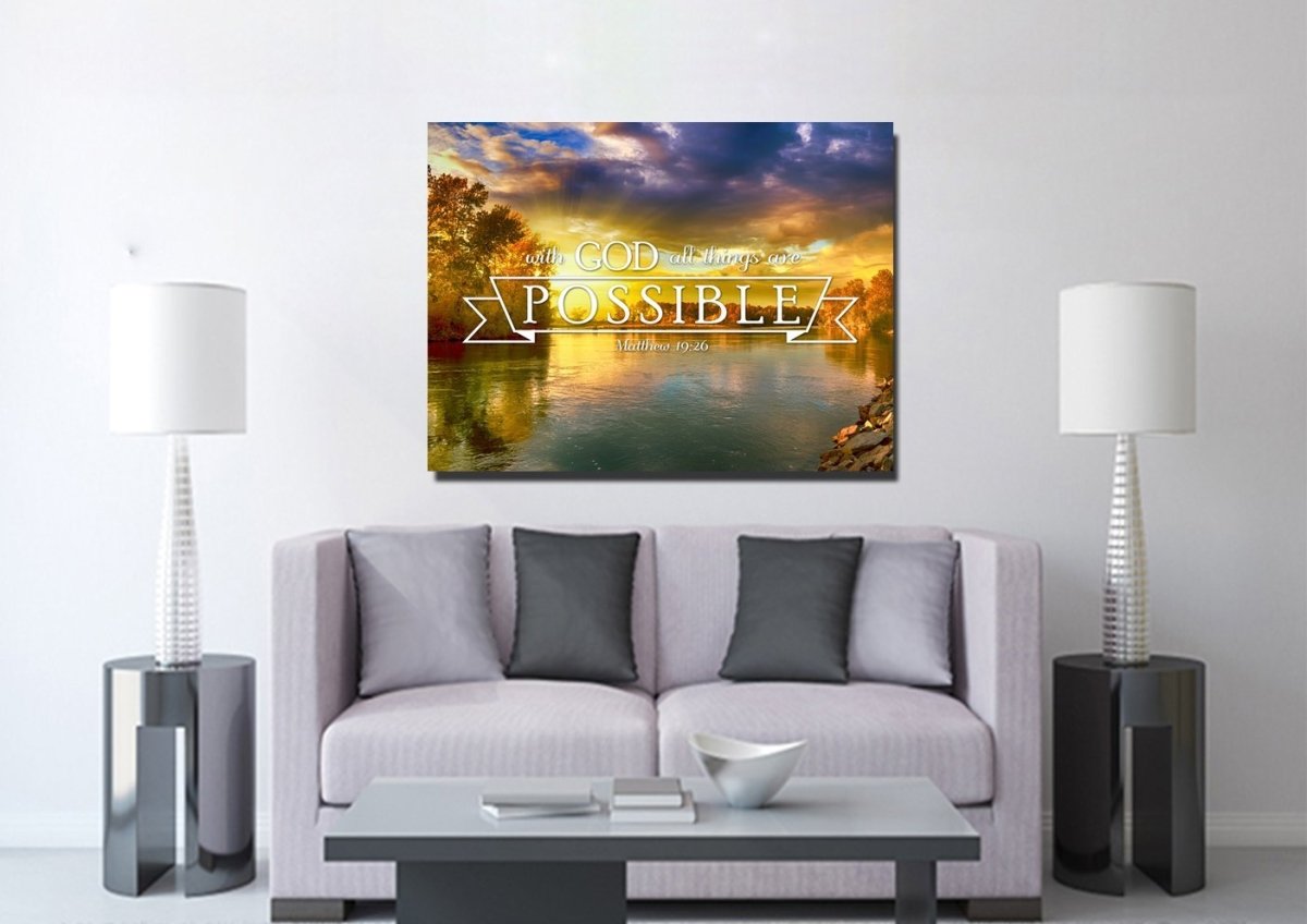 Matthew 1926 #2 With God All Things Are Possible Canvas Wall Art Print - Christian Canvas Wall Art
