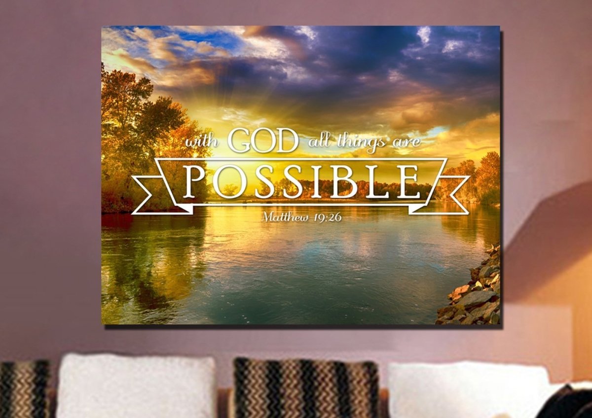 Matthew 1926 #2 With God All Things Are Possible Canvas Wall Art Print - Christian Canvas Wall Art