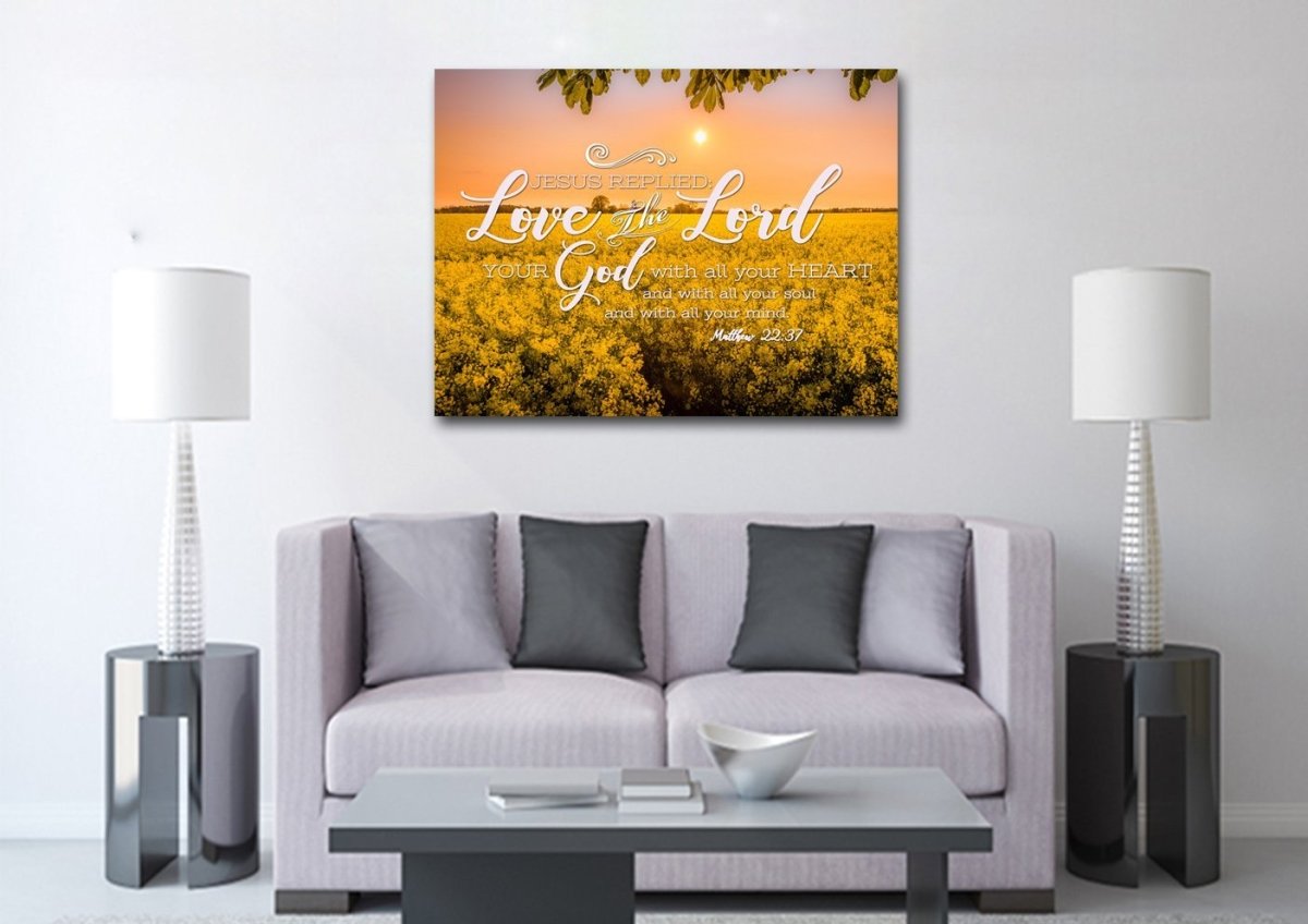 Matthew 2237 Love The Lord With All Your Heart Canvas Wall Art Print - Christian Canvas Wall Art