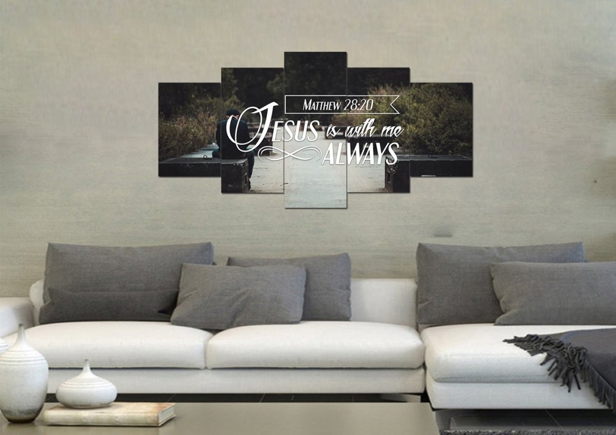 Matthew 2820 Jesus Is With Me Always Canvas Wall Art Print S - Christian Canvas Wall Art