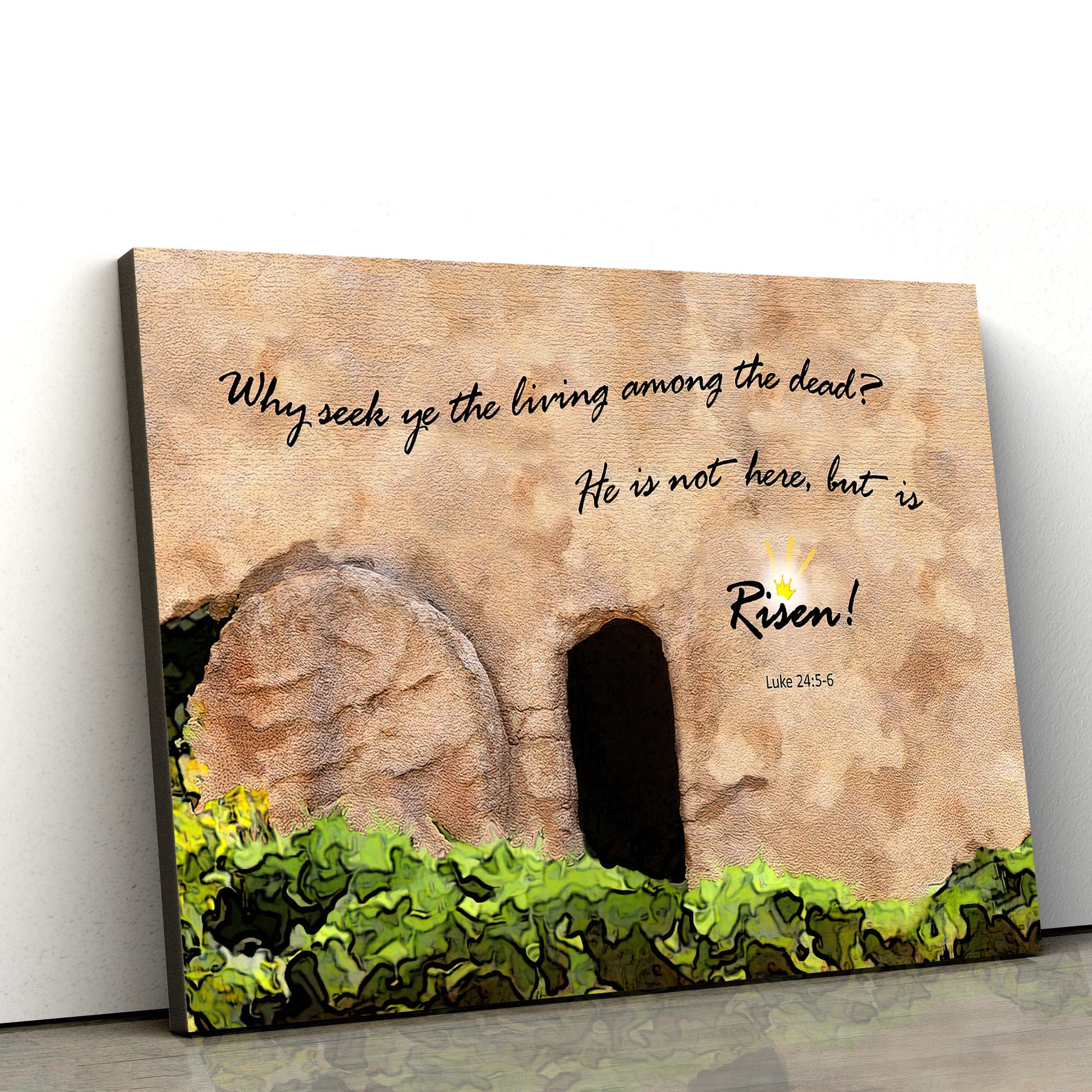 Matthew 286 He Is Not Here He Is Risen Canvas Pictures - Easter Canvas - Christian Canvas Wall Art
