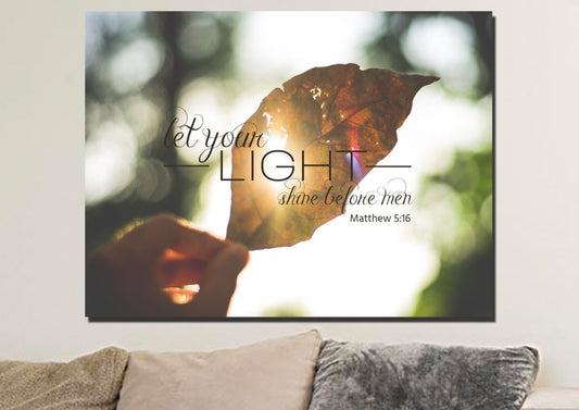 Matthew 516 Let Your Light Shine Before Men Canvas Wall Art Print S - Christian Canvas Wall Art