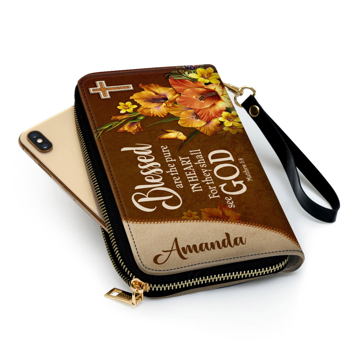 Matthew 58 Blessed Are The Pure In Heart Gift For Friends Clutch Purse For Women - Personalized Name - Christian Gifts For Women