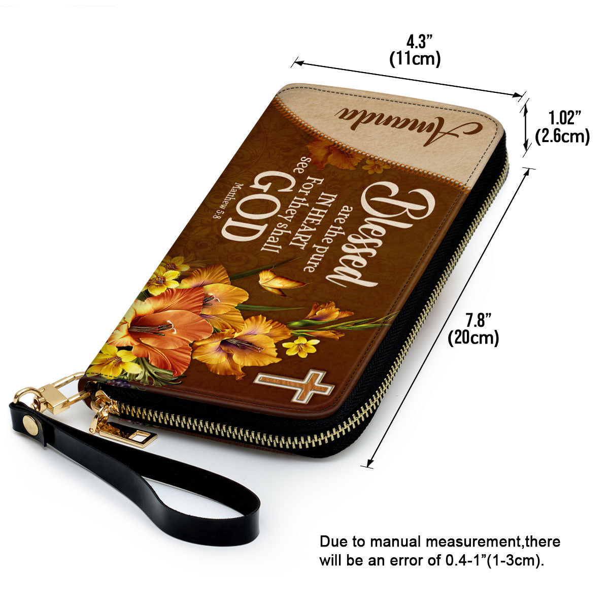 Matthew 58 Blessed Are The Pure In Heart Gift For Friends Clutch Purse For Women - Personalized Name - Christian Gifts For Women