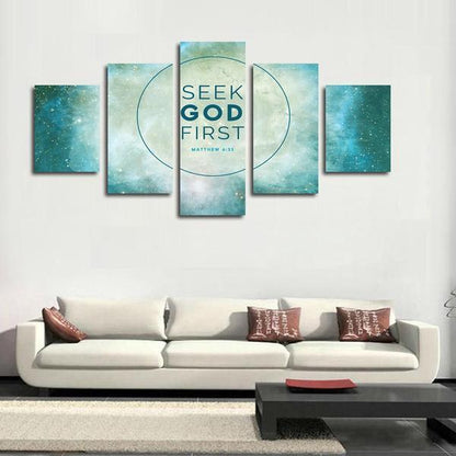 Matthew 633 Seek God First Bible Verse Canvas Wall Art - Christian Canvas Wall Art