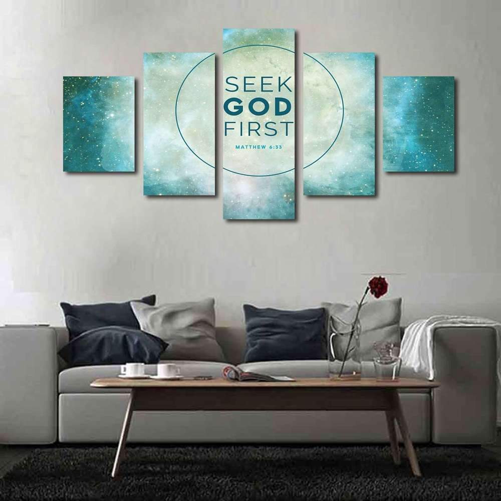 Matthew 633 Seek God First Bible Verse Canvas Wall Art - Christian Canvas Wall Art