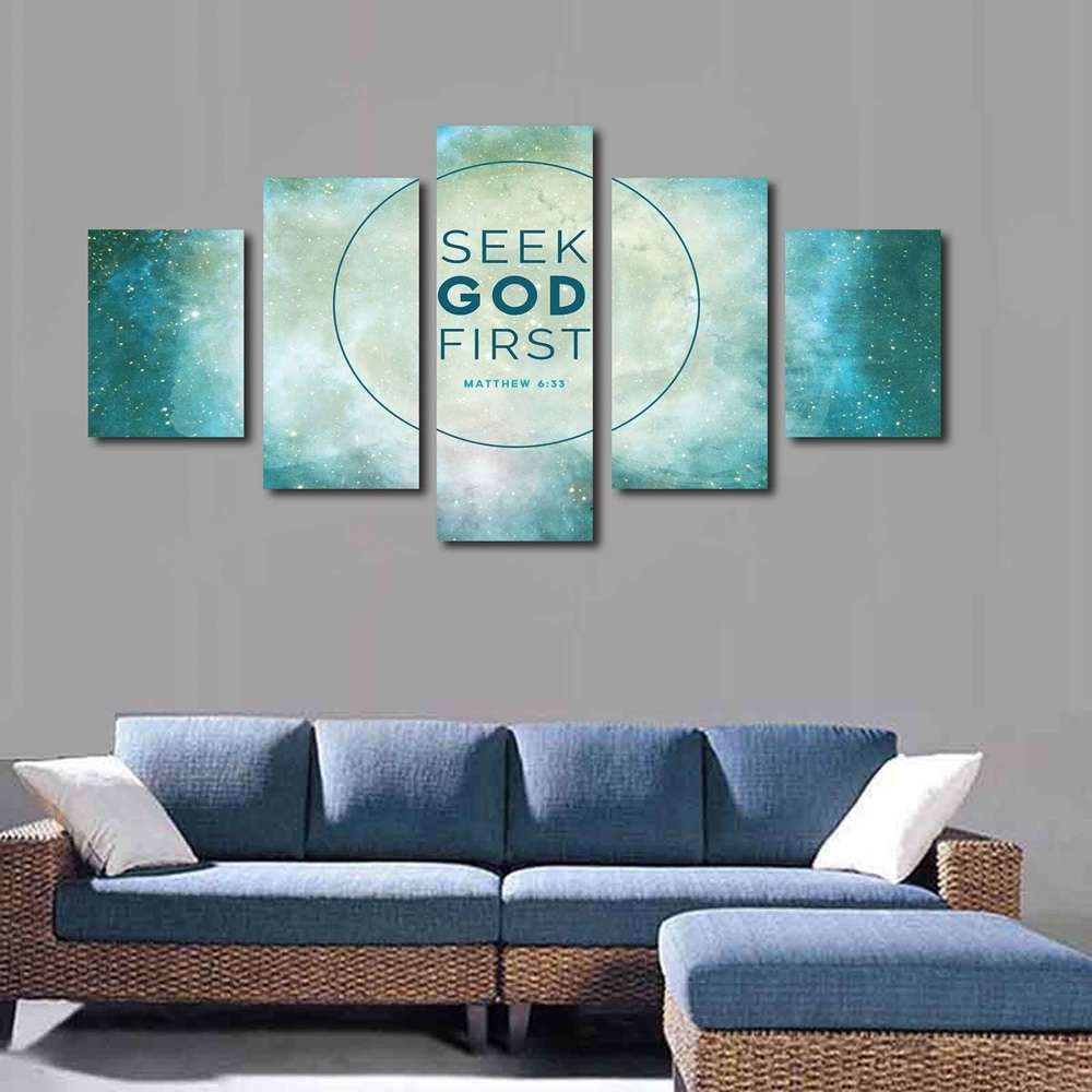 Matthew 633 Seek God First Bible Verse Canvas Wall Art - Christian Canvas Wall Art