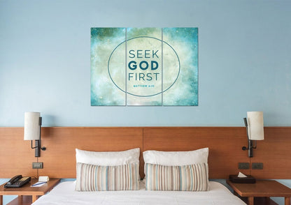 Matthew 633 Seek God First Bible Verse Canvas Wall Art - Christian Canvas Wall Art