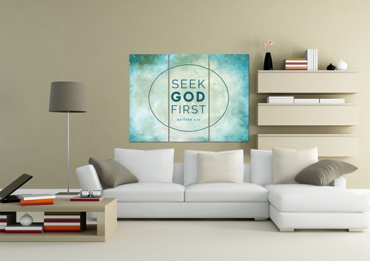 Matthew 633 Seek God First Bible Verse Canvas Wall Art - Christian Canvas Wall Art