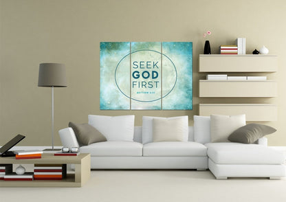 Matthew 633 Seek God First Bible Verse Canvas Wall Art - Christian Canvas Wall Art