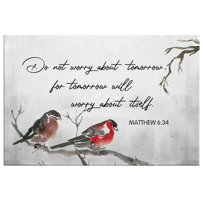 Matthew 634 Do Not Worry About Tomorrow Bible Verse Wall Art Canvas - Religious Wall Decor