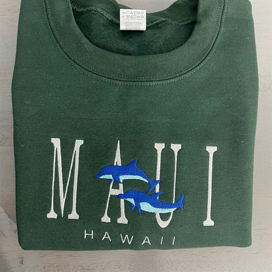 Maui Hawaii Custom Embroidered Sweatshirt Hawaii, Women's Embroidered Sweatshirts