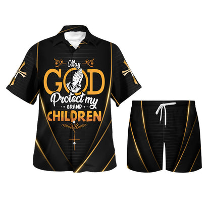 May God Protect My Grand Children Hawaiian Shirt - Christian Hawaiian Shirt - Religious Hawaiian Shirts