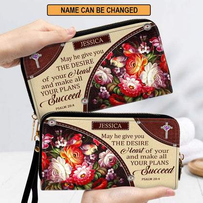 May He Give You The Desire Of Your Heart Clutch Purse For Women - Personalized Name - Christian Gifts For Women