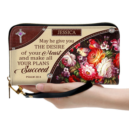 May He Give You The Desire Of Your Heart Clutch Purse For Women - Personalized Name - Christian Gifts For Women