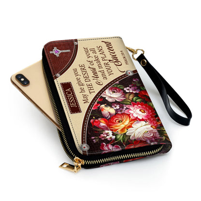May He Give You The Desire Of Your Heart Clutch Purse For Women - Personalized Name - Christian Gifts For Women