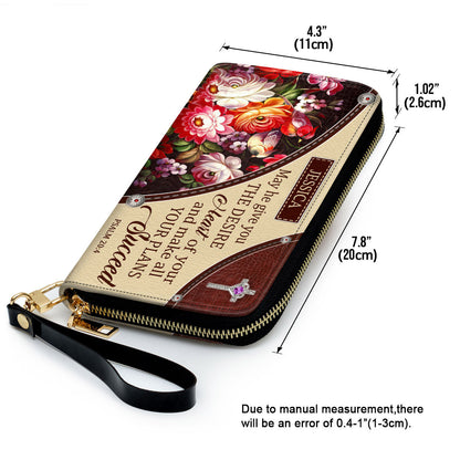 May He Give You The Desire Of Your Heart Clutch Purse For Women - Personalized Name - Christian Gifts For Women