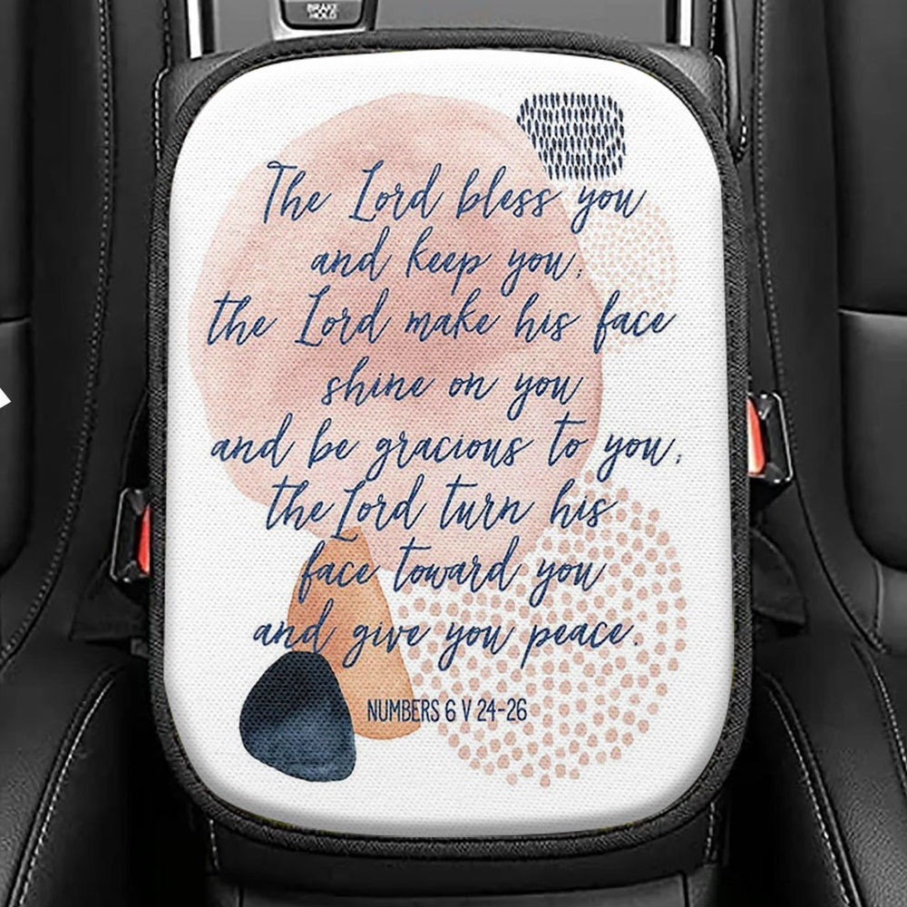 May The Lord Bless You And Keep You, Car Center Console Cover, Christian Car Interior Accessories
