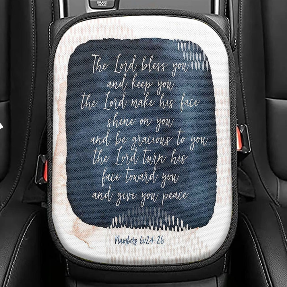 May The Lord Bless You And Keep You Seat Box Cover, Christian Car Center Console Cover