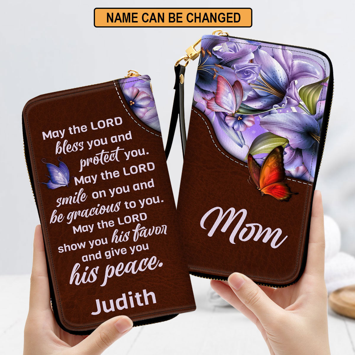 May The Lord Give You His Peace Religious Gifts For Mother Clutch Purse For Women - Personalized Name - Christian Gifts For Women
