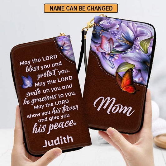 May The Lord Give You His Peace Religious Gifts For Mother Clutch Purse For Women - Personalized Name - Christian Gifts For Women