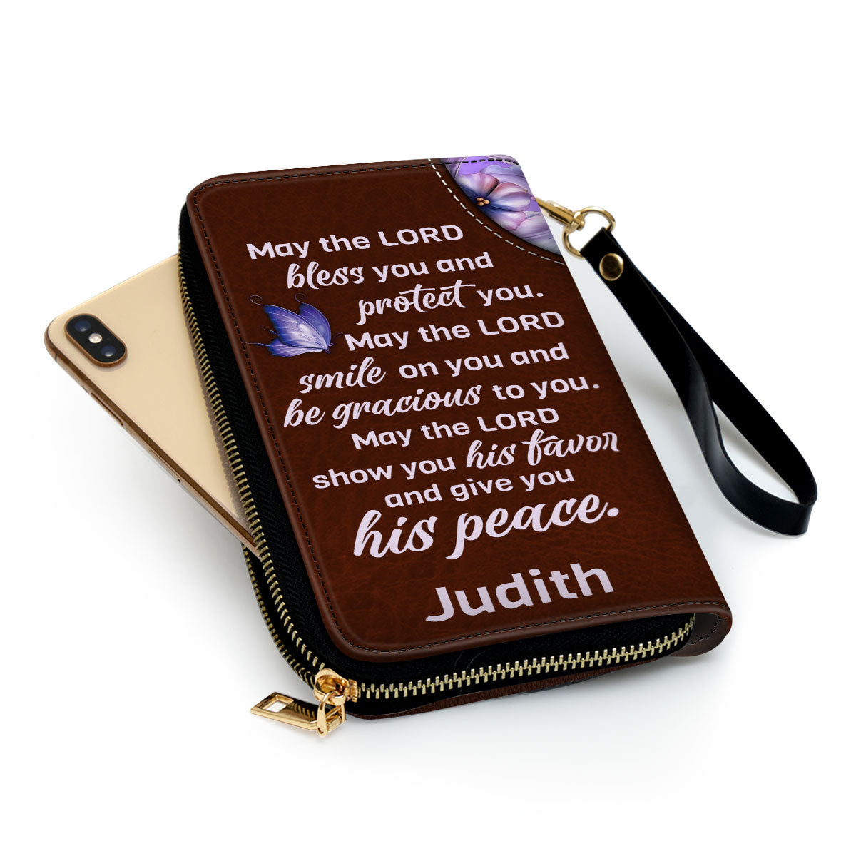 May The Lord Give You His Peace Religious Gifts For Mother Clutch Purse For Women - Personalized Name - Christian Gifts For Women