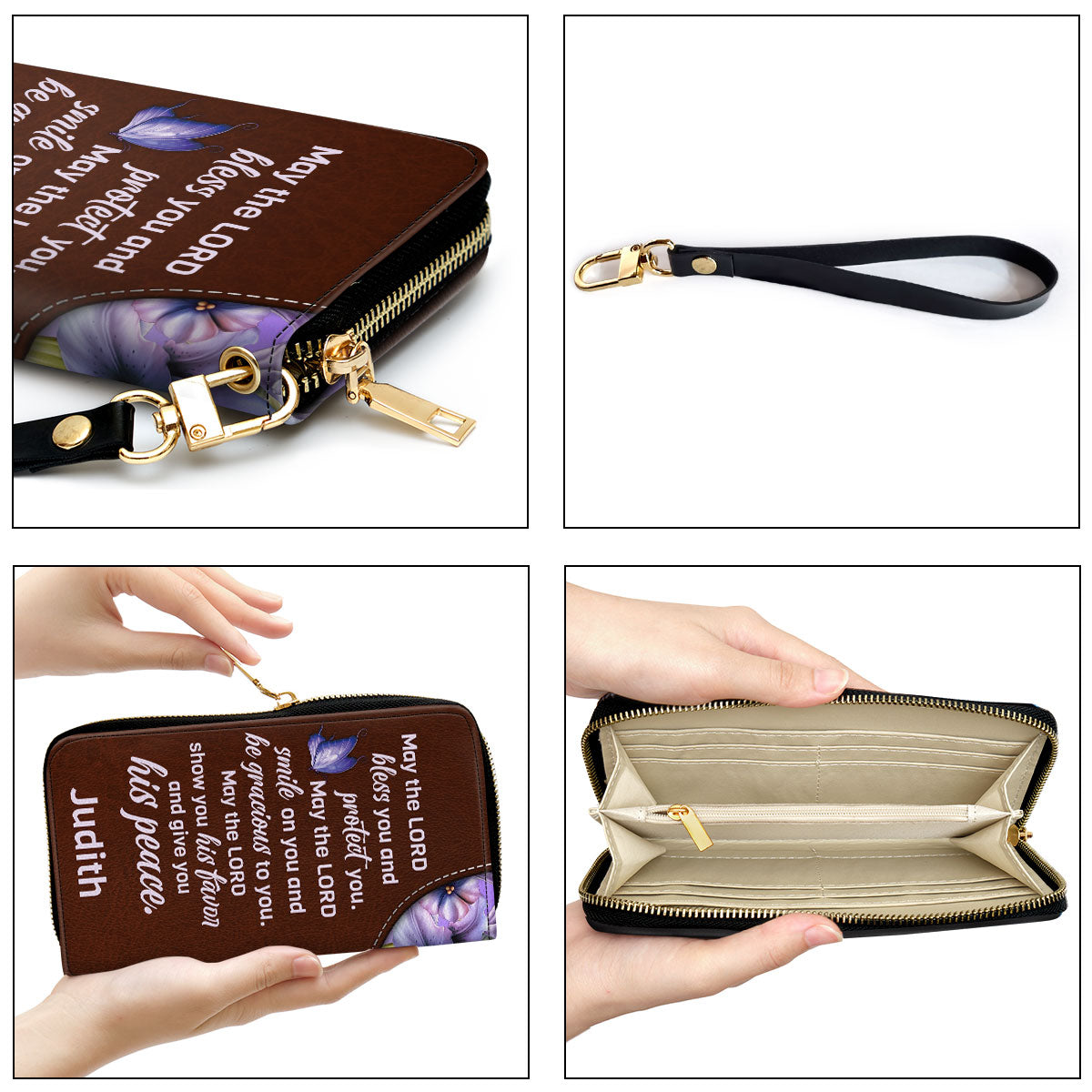 May The Lord Give You His Peace Religious Gifts For Mother Clutch Purse For Women - Personalized Name - Christian Gifts For Women