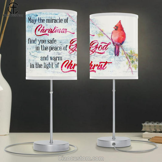 May The Miracle Of Christmas Cardinal Table Lamp For Bedroom - Christian Room Decor