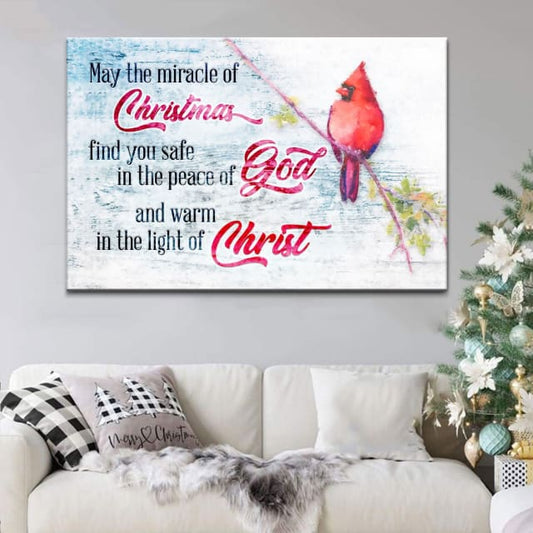 May The Miracle Of Christmas Cardinal Wall Art Canvas - Religious Wall Decor