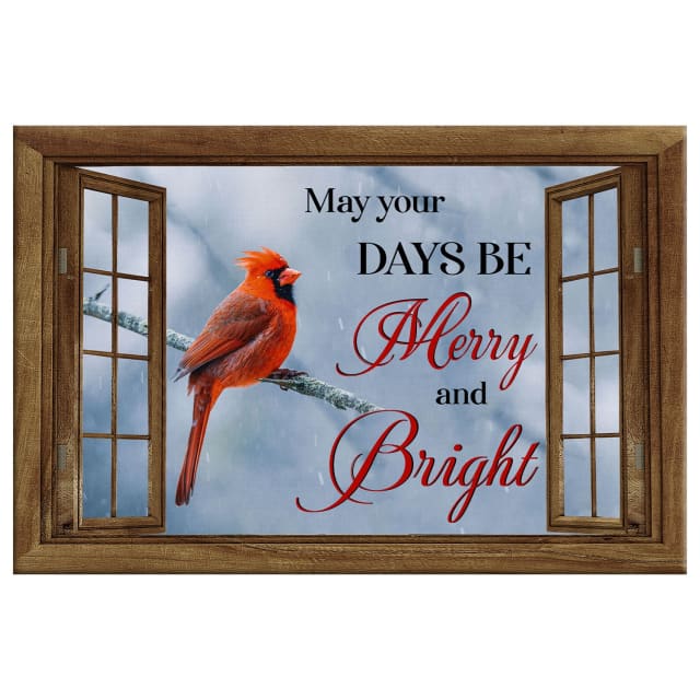 May Your Days Be Merry And Bright, Cardinal Bird, Christian Christmas Wall Art Canvas - Religious Wall Decor
