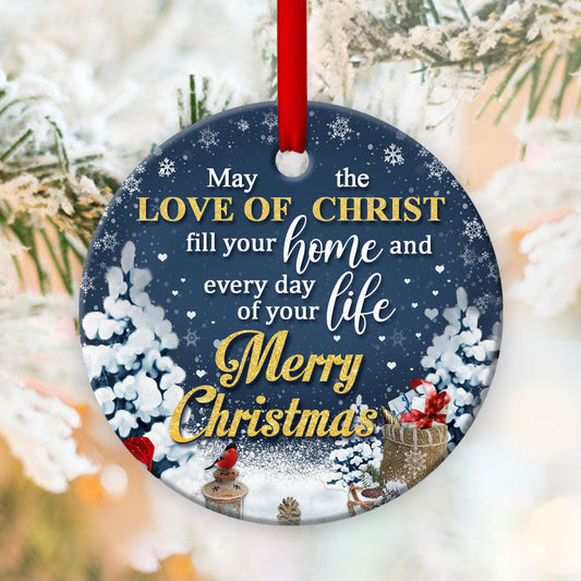 Meaningful Christian Ceramic Circle Ornament - You Are Blessed By The Love Of Christ - Christmas Decor