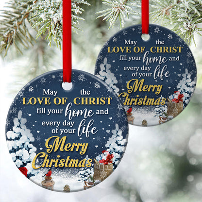 Meaningful Christian Ceramic Circle Ornament - You Are Blessed By The Love Of Christ - Christmas Decor