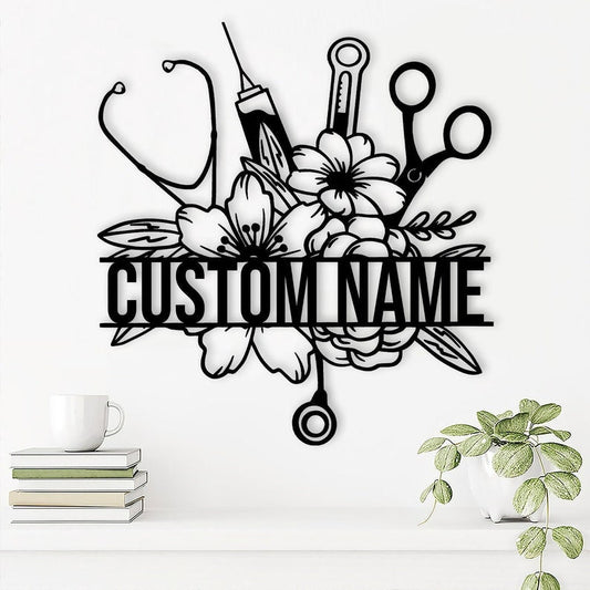 Medical Tool Doctor Welcome Metal Wall Art Personalized - Monogram Custom Text Hospital Sign Art - Doctor Office Decor - Custom Doctor Sign