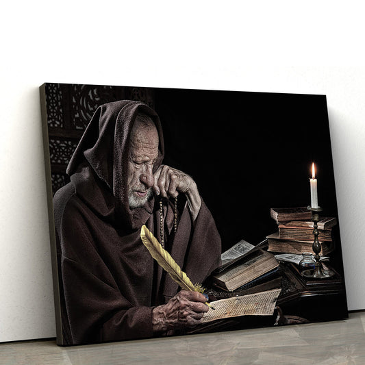 Medieval Monk With Letter Old Canvas Pictures - Jesus Canvas Pictures - Christian Wall Art