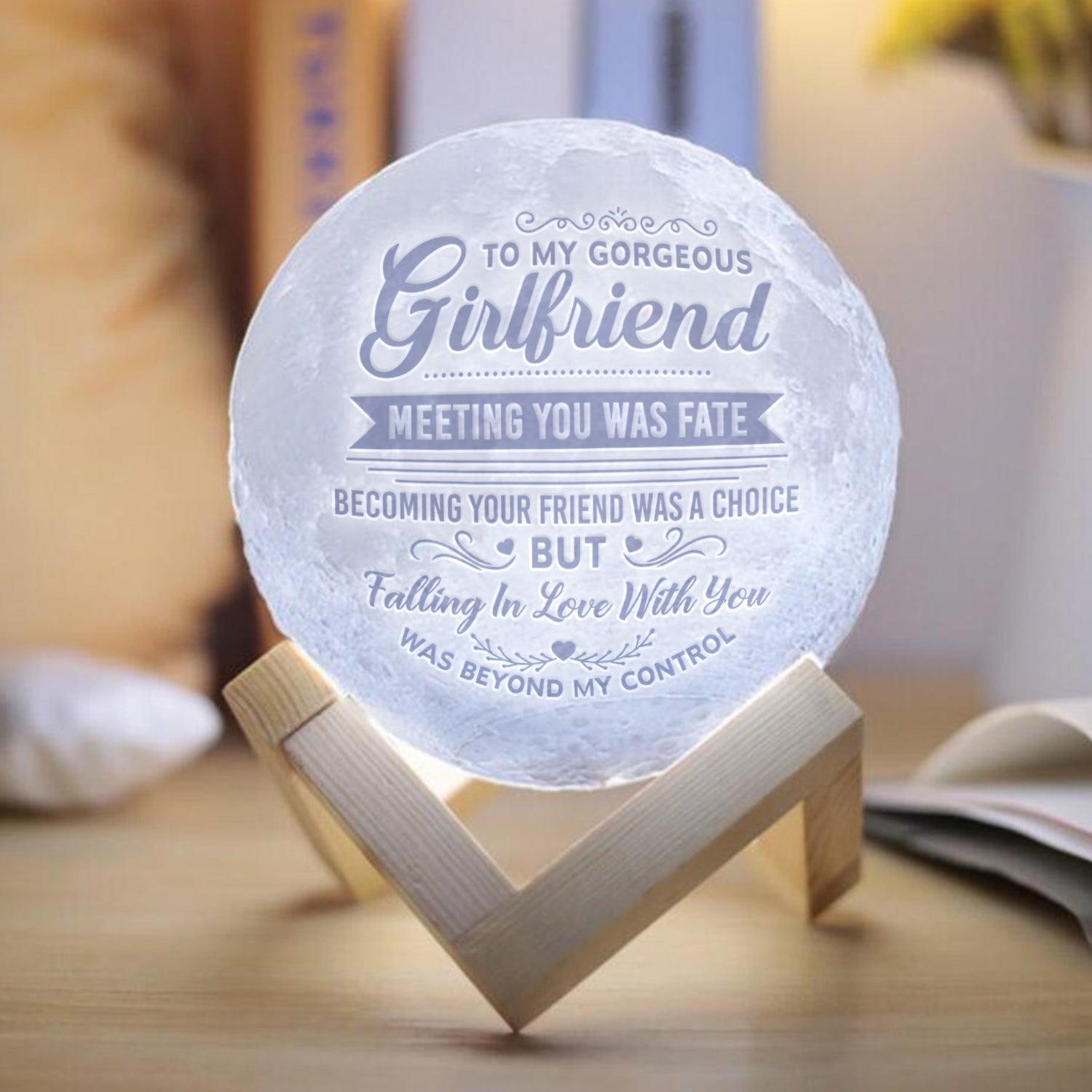 Meeting You Was Fate 3d Printed Moon Lamp - Valentine's Day Gifts For Girlfriend - Gifts For Wife