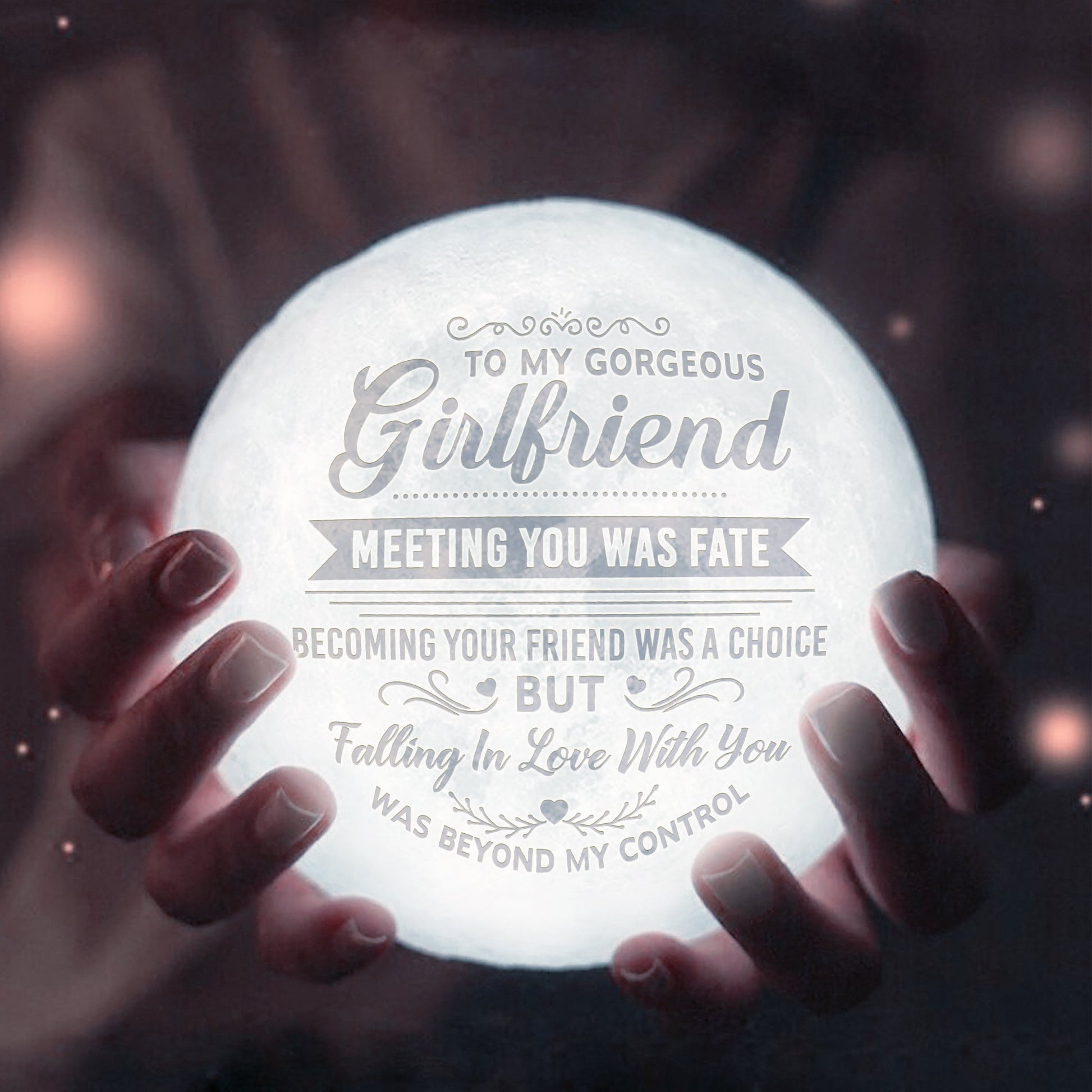 Meeting You Was Fate 3d Printed Moon Lamp - Valentine's Day Gifts For Girlfriend - Gifts For Wife