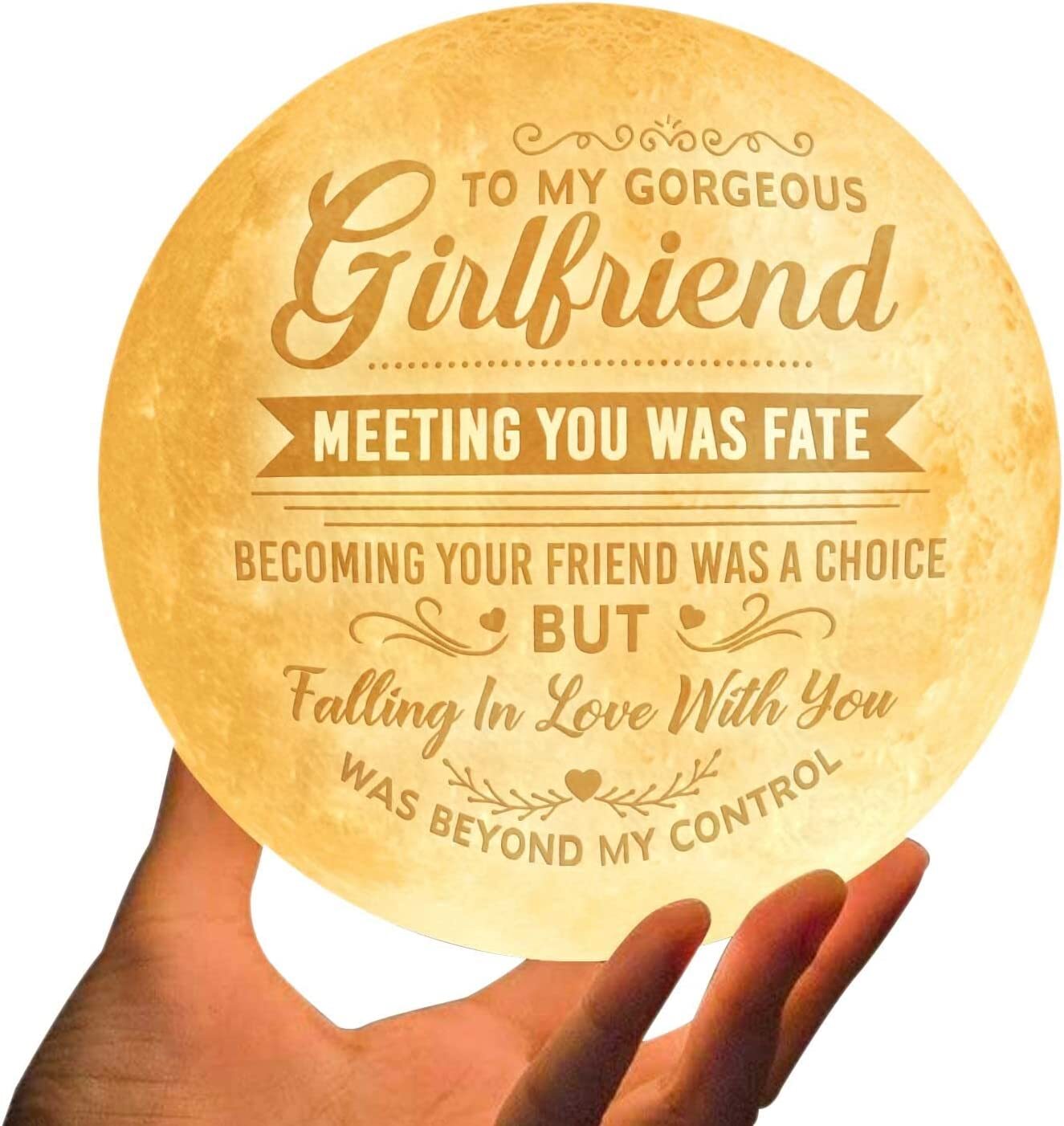Meeting You Was Fate 3d Printed Moon Lamp - Valentine's Day Gifts For Girlfriend - Gifts For Wife