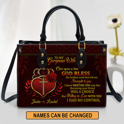 Meeting You Was Fate Christian Anniversary Gifts From Husband To Wife - Personalized Leather Bag With Handle for Christian Women