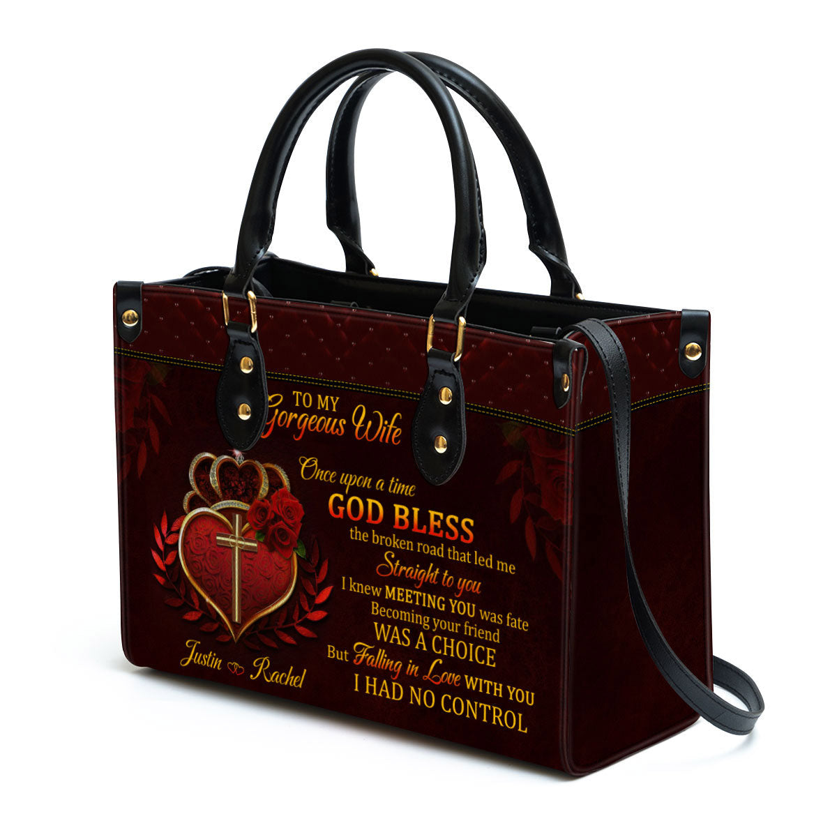 Meeting You Was Fate Christian Anniversary Gifts From Husband To Wife - Personalized Leather Bag With Handle for Christian Women