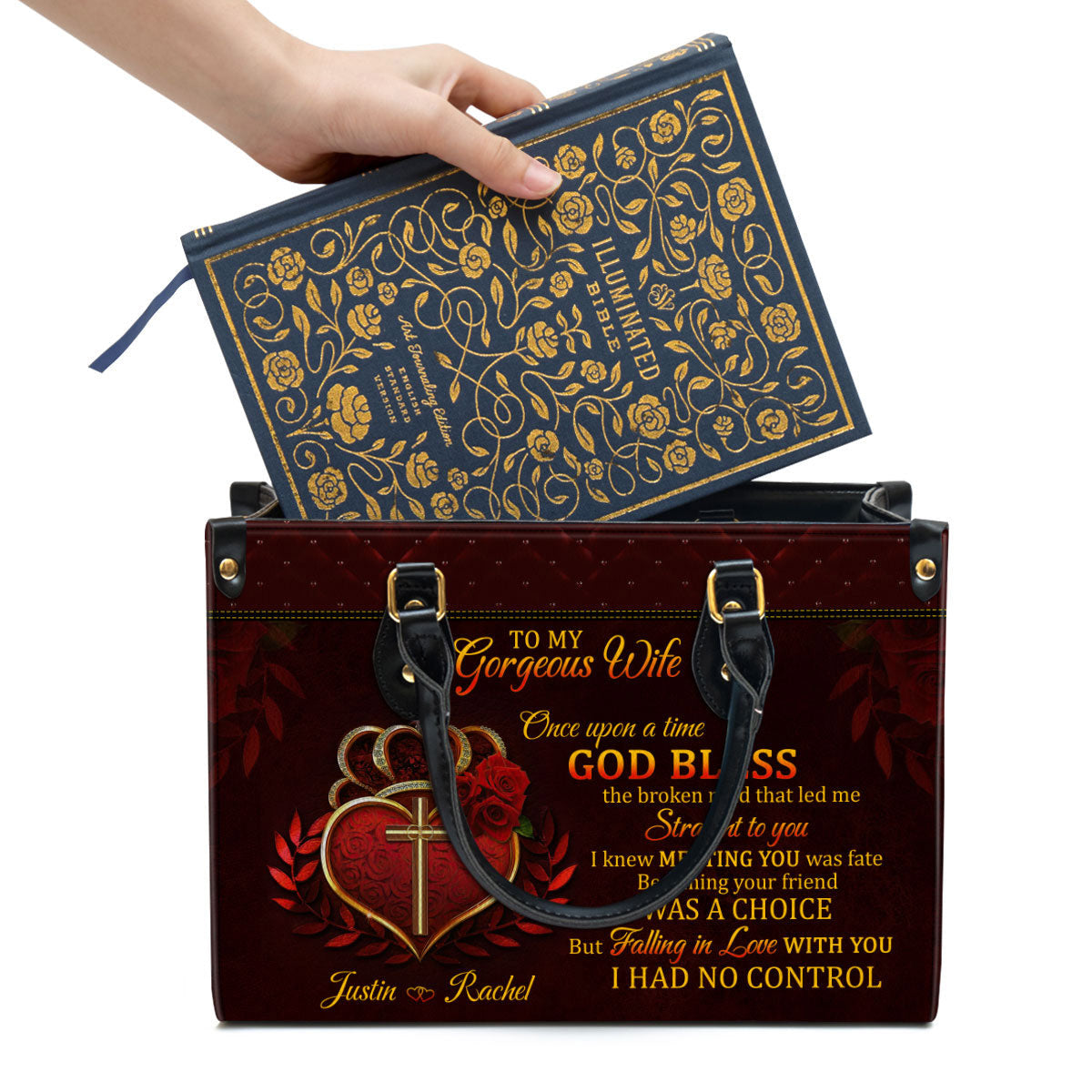 Meeting You Was Fate Christian Anniversary Gifts From Husband To Wife - Personalized Leather Bag With Handle for Christian Women