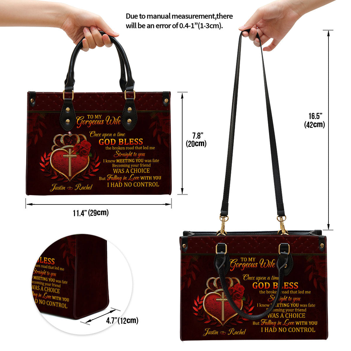 Meeting You Was Fate Christian Anniversary Gifts From Husband To Wife - Personalized Leather Bag With Handle for Christian Women