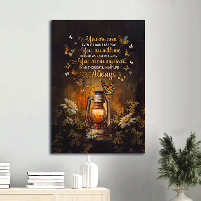 Memorial Antique Lantern Night Orange Butterfly Memorial Gift For Family Members You Are In My Heart Canvas Wall Art - Christian Gift