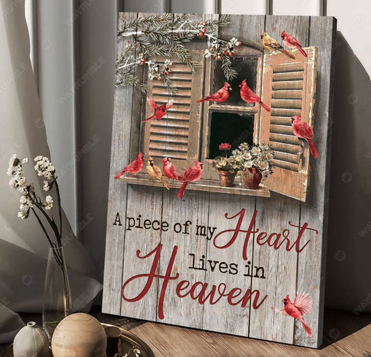 Memorial Cardinal Window A Piece Of My Heart Live In Heaven Canvas - Canvas Decor Ideas