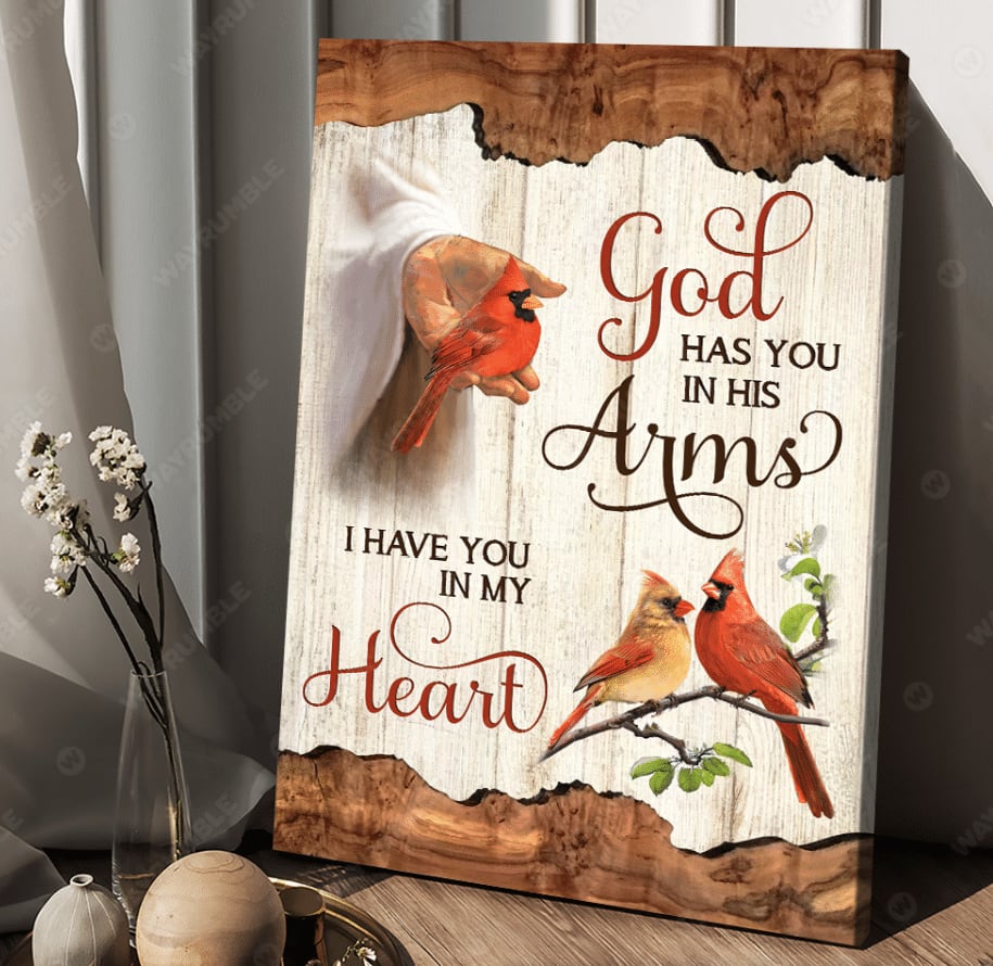 Memorial Couple Marriage Cardinal God Has You In His Arms Canvas - Canvas Decor Ideas